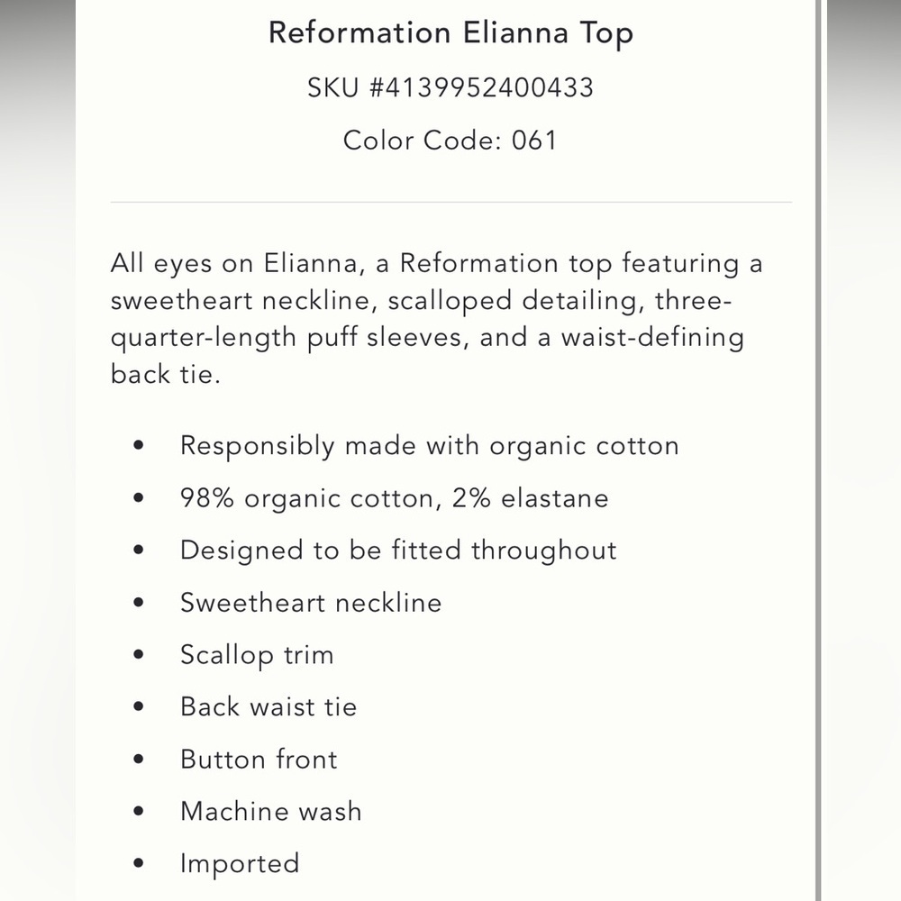 Reformation Elianna top - Picture 2 of 12
